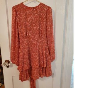 Forever 21 Orange w/Cream Spots Long Sleeve Dress